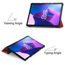 For Lenovo Tab M10 3rd Gen Custer Pure Color 3-Fold Holder Smart Leather Tablet Case(Red)