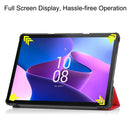 For Lenovo Tab M10 3rd Gen Custer Pure Color 3-Fold Holder Smart Leather Tablet Case(Red)
