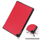For Lenovo Tab M10 3rd Gen Custer Pure Color 3-Fold Holder Smart Leather Tablet Case(Red)