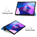 For Lenovo Tab M10 3rd Gen Custer Pure Color 3-Fold Holder Smart Leather Tablet Case(Sky Blue)
