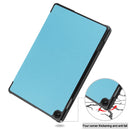 For Lenovo Tab M10 3rd Gen Custer Pure Color 3-Fold Holder Smart Leather Tablet Case(Sky Blue)