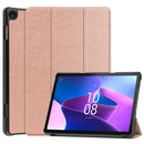 For Lenovo Tab M10 3rd Gen Custer Pure Color 3-Fold Holder Smart Leather Tablet Case(Rose Gold)