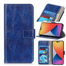 Retro Crazy Horse Texture Horizontal Flip Leather Phone Case For iPhone 14 Pro Max (Blue)