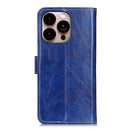 Retro Crazy Horse Texture Horizontal Flip Leather Phone Case For iPhone 14 Pro Max (Blue)