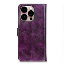 Retro Crazy Horse Texture Horizontal Flip Leather Phone Case For iPhone 14 Pro Max (Purple)