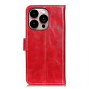 Retro Crazy Horse Texture Horizontal Flip Leather Phone Case For iPhone 14 Pro Max (Red)