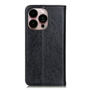Magnetic Crazy Horse Texture Horizontal Flip Leather Phone Case For iPhone 14 Pro Max (Black)