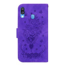 For Samsung Galaxy A40 Butterfly Rose Embossed Leather Phone Case(Purple)