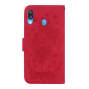 For Samsung Galaxy A40 Butterfly Rose Embossed Leather Phone Case(Red)
