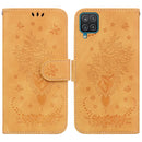 For Samsung Galaxy A22 4G Butterfly Rose Embossed Leather Phone Case(Yellow)