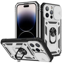 Sliding Camera Cover Design TPU + PC Protective Phone Case For iPhone 14 Pro Max (White+Black)