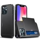 Shockproof Armor Protective Phone Case with Slide Card Slot For iPhone 14 (Black)