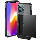 Shockproof Armor Protective Phone Case with Slide Card Slot For iPhone 14 (Black)