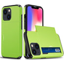 Shockproof Armor Protective Phone Case with Slide Card Slot For iPhone 14 (Green)