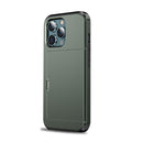 Shockproof Armor Protective Phone Case with Slide Card Slot For iPhone 14 (Army Green)