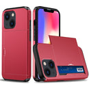 Shockproof Armor Protective Phone Case with Slide Card Slot For iPhone 14 (Red)