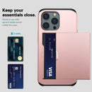 Shockproof Armor Protective Phone Case with Slide Card Slot For iPhone 14 (Green)