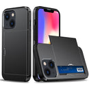Shockproof Armor Protective Phone Case with Slide Card Slot For iPhone 14 Max (Black)