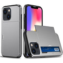 Shockproof Armor Protective Phone Case with Slide Card Slot For iPhone 14 Max (Grey)