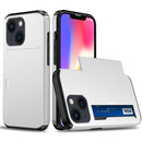 For iPhone 14 Plus Shockproof Armor Protective Phone Case with Slide Card Slot (White)