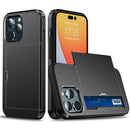Shockproof Armor Protective Phone Case with Slide Card Slot For iPhone 14 Pro Max (Black)