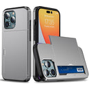 Shockproof Armor Protective Phone Case with Slide Card Slot For iPhone 14 Pro Max (Grey)