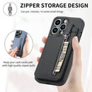 Carbon Fiber Vertical Flip Zipper Phone Case For iPhone 13(Black)