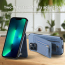 Carbon Fiber Vertical Flip Zipper Phone Case For iPhone 13(Blue)