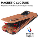 Carbon Fiber Vertical Flip Zipper Phone Case For iPhone 13(Brown)