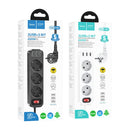hoco NS2 3-position + 3-USB Extension Cord Socket, EU Plug(White)