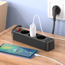 hoco NS2 3-position + 3-USB Extension Cord Socket, EU Plug(White)