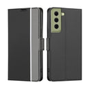 For Samsung Galaxy S21 FE 5G Twill Texture Side Button Leather Phone Case(Black)