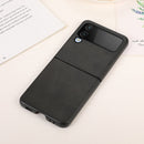 For Samsung Galaxy Z Flip4 Two-color Calf Texture Shockproof Phone Case(Black)