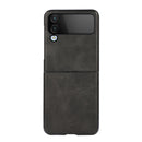 For Samsung Galaxy Z Flip4 Two-color Calf Texture Shockproof Phone Case(Black)