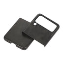 For Samsung Galaxy Z Flip4 Two-color Calf Texture Shockproof Phone Case(Black)