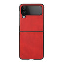 For Samsung Galaxy Z Flip4 Two-color Calf Texture Shockproof Phone Case(Red)