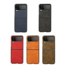 For Samsung Galaxy Z Flip4 Two-color Calf Texture Shockproof Phone Case(Red)