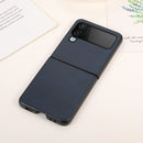 For Samsung Galaxy Z Flip4 Two-color Calf Texture Shockproof Phone Case(Blue)