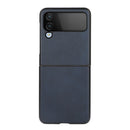 For Samsung Galaxy Z Flip4 Two-color Calf Texture Shockproof Phone Case(Blue)