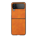 For Samsung Galaxy Z Flip4 Two-color Calf Texture Shockproof Phone Case(Brown)