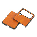 For Samsung Galaxy Z Flip4 Two-color Calf Texture Shockproof Phone Case(Brown)