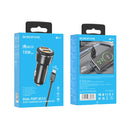 Borofone BZ17 Dual USB Ports QC3.0 Car Charger with Micro USB Charging Cable(Black)