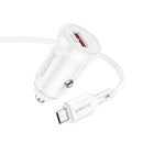 Borofone BZ18 Single USB Port QC3.0 Car Charger with Micro USB Charging Cable(White)