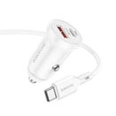 Borofone BZ18A PD20W+QC3.0 Car Charger with Type-C / USB-C to Type-C / USB-C Charging Cable(White)