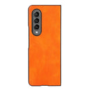 For Samsung Galaxy Z Fold4 Two-color Litchi Texture PU Phone Case(Orange)