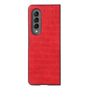 For Samsung Galaxy Z Fold4 Crocodile Texture PU Leather Protective Phone Case(Red)