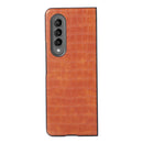 For Samsung Galaxy Z Fold4 Crocodile Texture PU Leather Protective Phone Case(Light Brown)