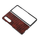 For Samsung Galaxy Z Fold4 Crocodile Texture PU Leather Protective Phone Case(Dark Brown)