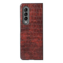 For Samsung Galaxy Z Fold4 Crocodile Texture PU Leather Protective Phone Case(Dark Brown)