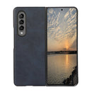 For Samsung Galaxy Z Fold4 Two-color Calf Texture Shockproof Phone Case(Blue)